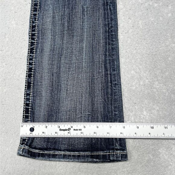 Miss Me Jeans Womens Size 28 Signature Rise Boot Dark Blue Wash Bejazzled - Picture 12 of 16